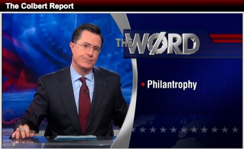 The Word - Philantrophy. Screenshot via Colbert Nation