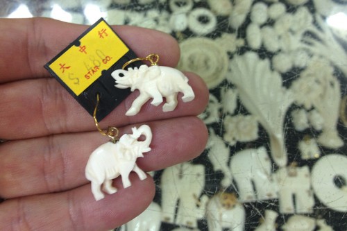 Worrisome: These earrings for sale in Hong Kong are smaller than pieces of crushed ivory created during crush events.