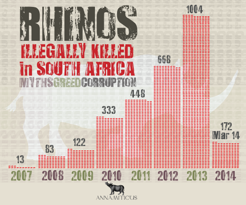 South Africa is poised to experience another deadly year of rhino killings. Image © Annamiticus