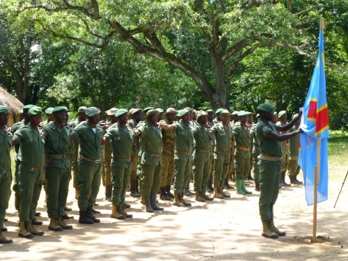Rangers on parade to launch Operation Safisha, the intensified anti-poaching operation. Photo courtesy of African Parks.